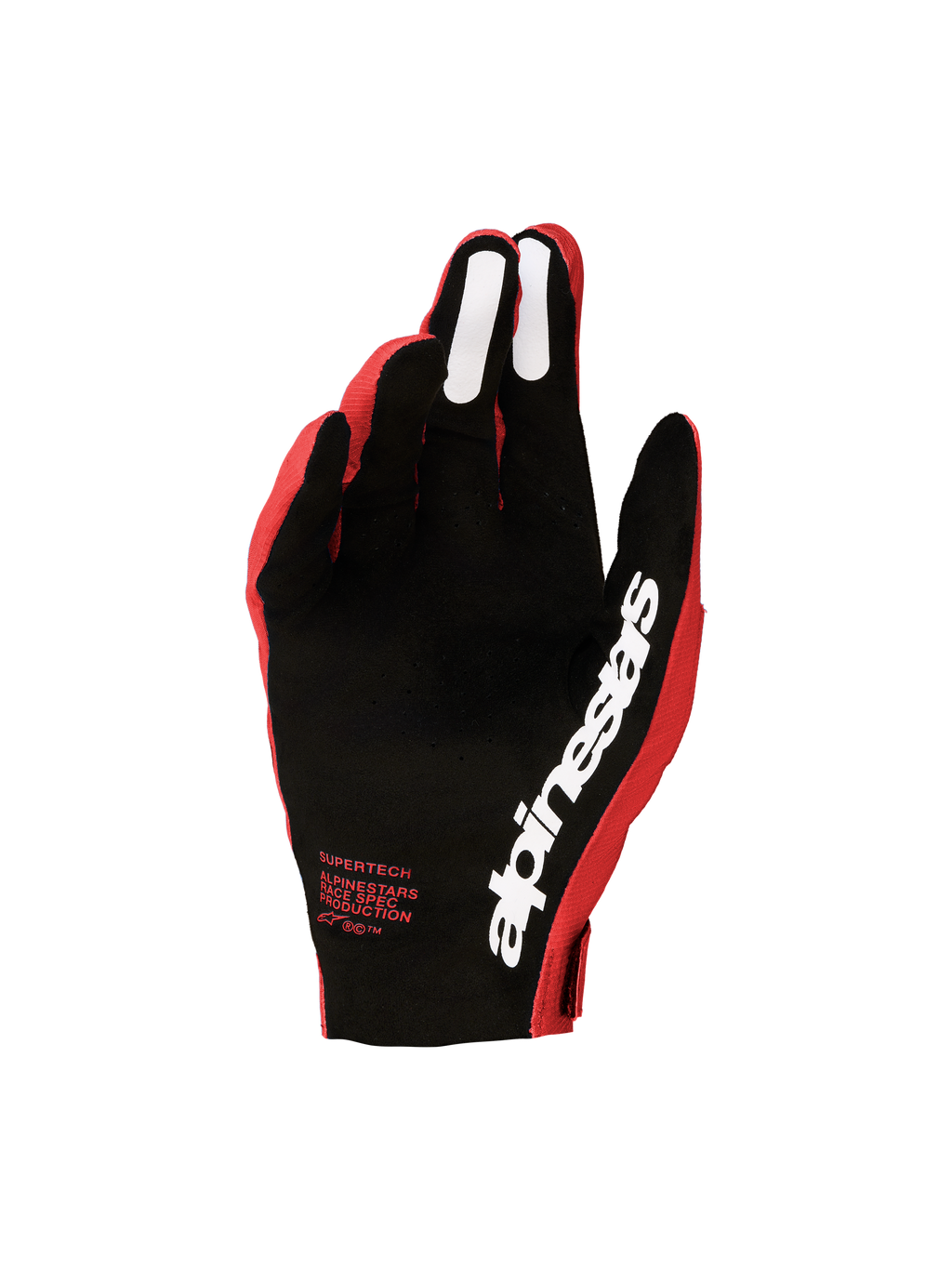Alpinestars Guanti Supertech MX 2027, guanti da motocross da uomo, rosso e nero, palmo traforato con grip in silicone, logo bianco
