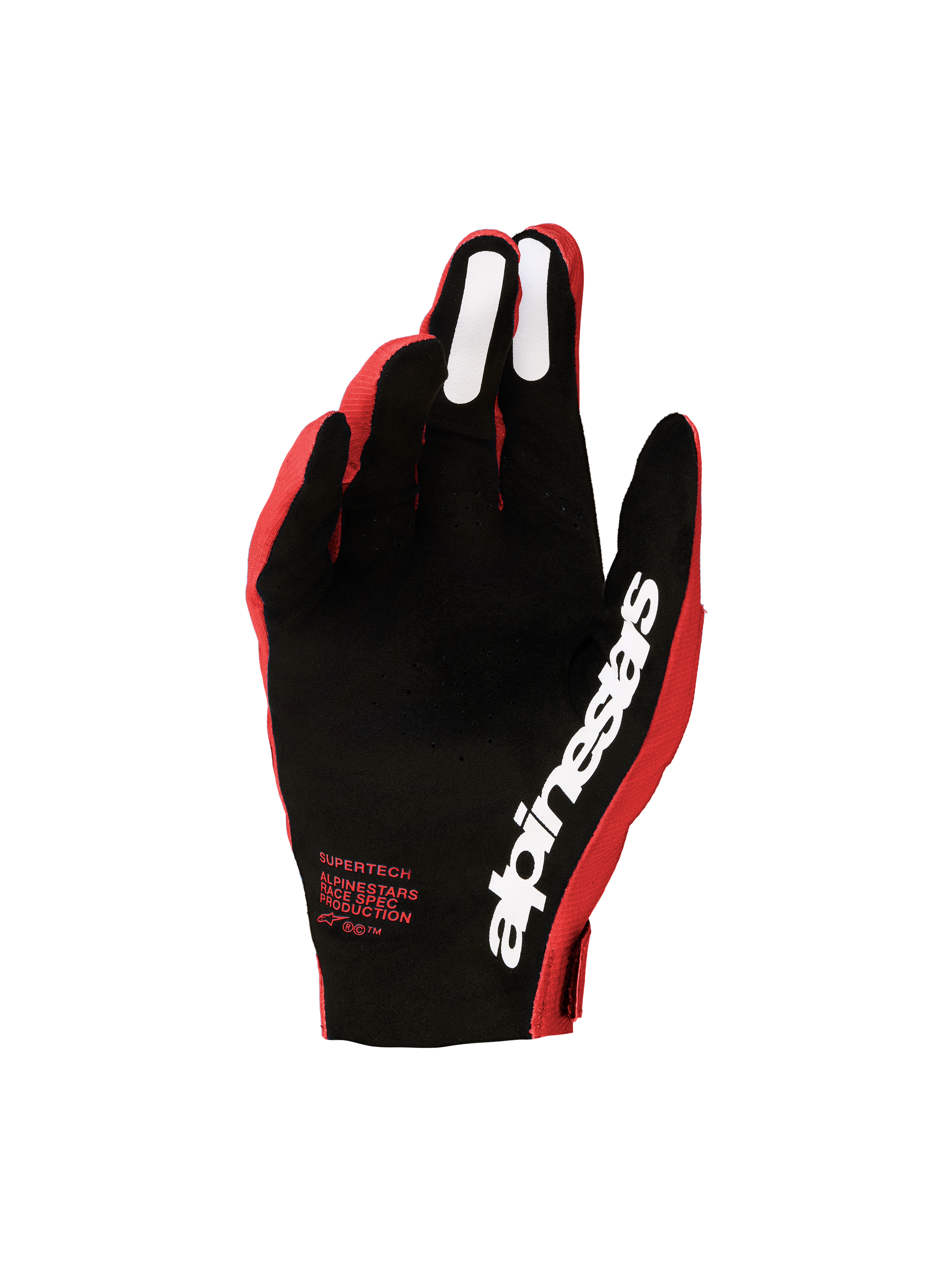 Alpinestars Guanti Supertech MX 2027, guanti da motocross da uomo, rosso e nero, palmo traforato con grip in silicone, logo bianco