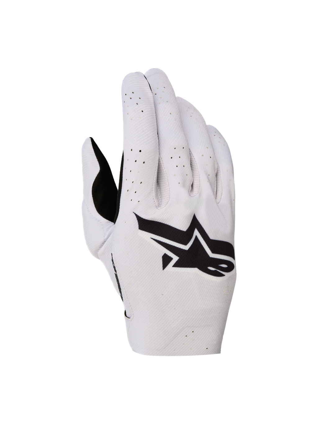 Alpinestars Guanti Supertech MX 2027, guanti da motocross viola e neri con perforazioni laser e dorso senza cuciture.