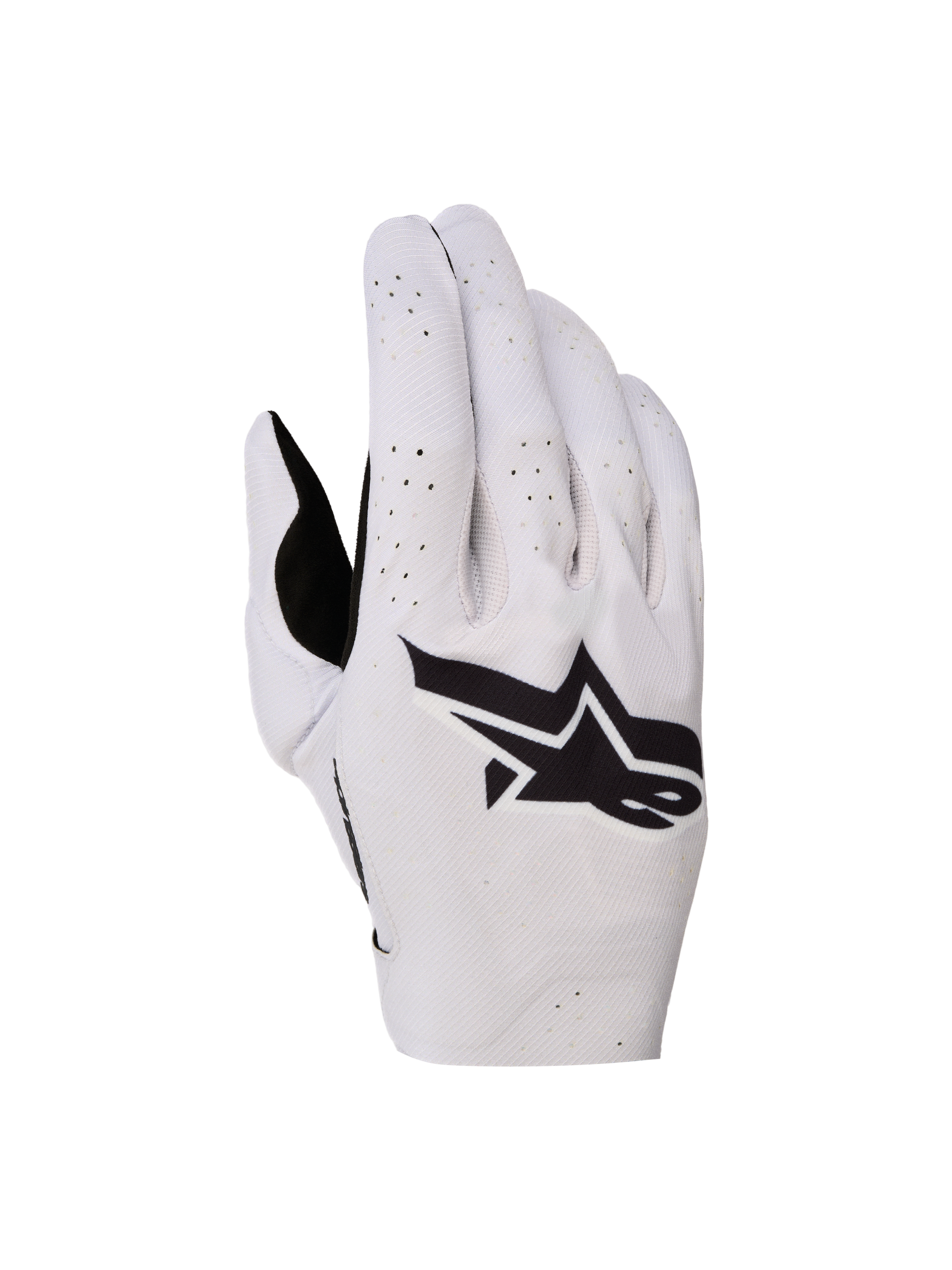 Alpinestars Guanti Supertech MX 2027, guanti da motocross viola e neri con perforazioni laser e dorso senza cuciture.