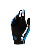 Alpinestars guanti Supertech MX 2027, guanti da motocross da uomo, blu e neri, palmo traforato con grip in silicone bianco sulle dita, logo bianco, design racing per fuoristrada