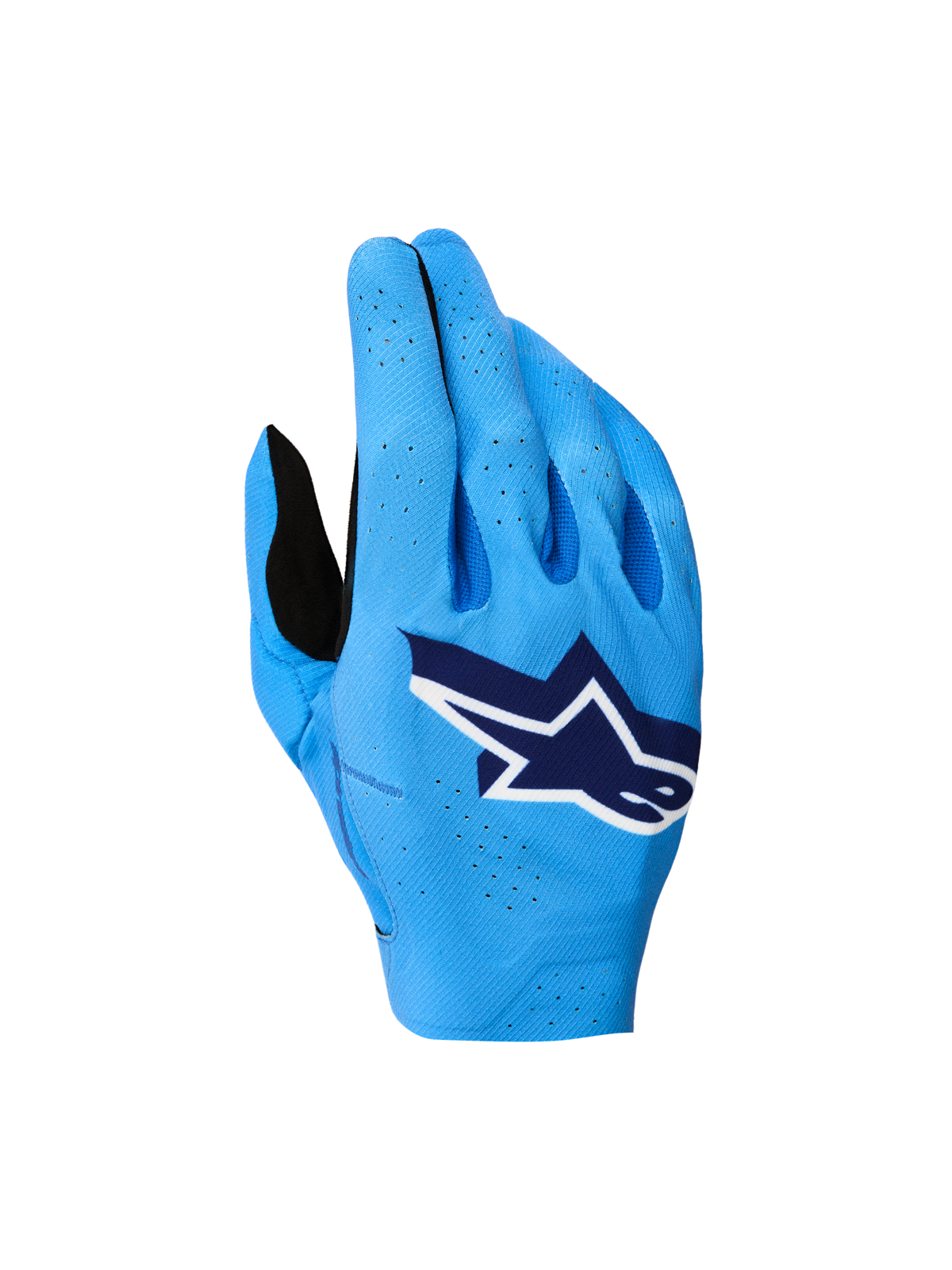 Alpinestars Guanti Supertech MX 2027, guanti da motocross racing blu con dorso elasticizzato traspirante e logo bianco.