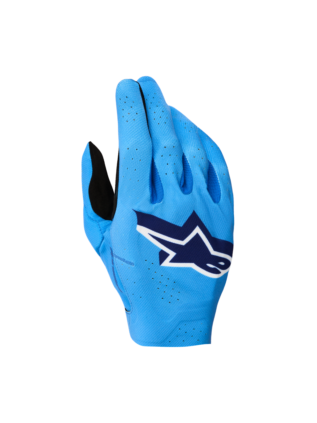 Alpinestars Guanti Supertech MX 2027, guanti da motocross racing blu con dorso elasticizzato traspirante e logo bianco.