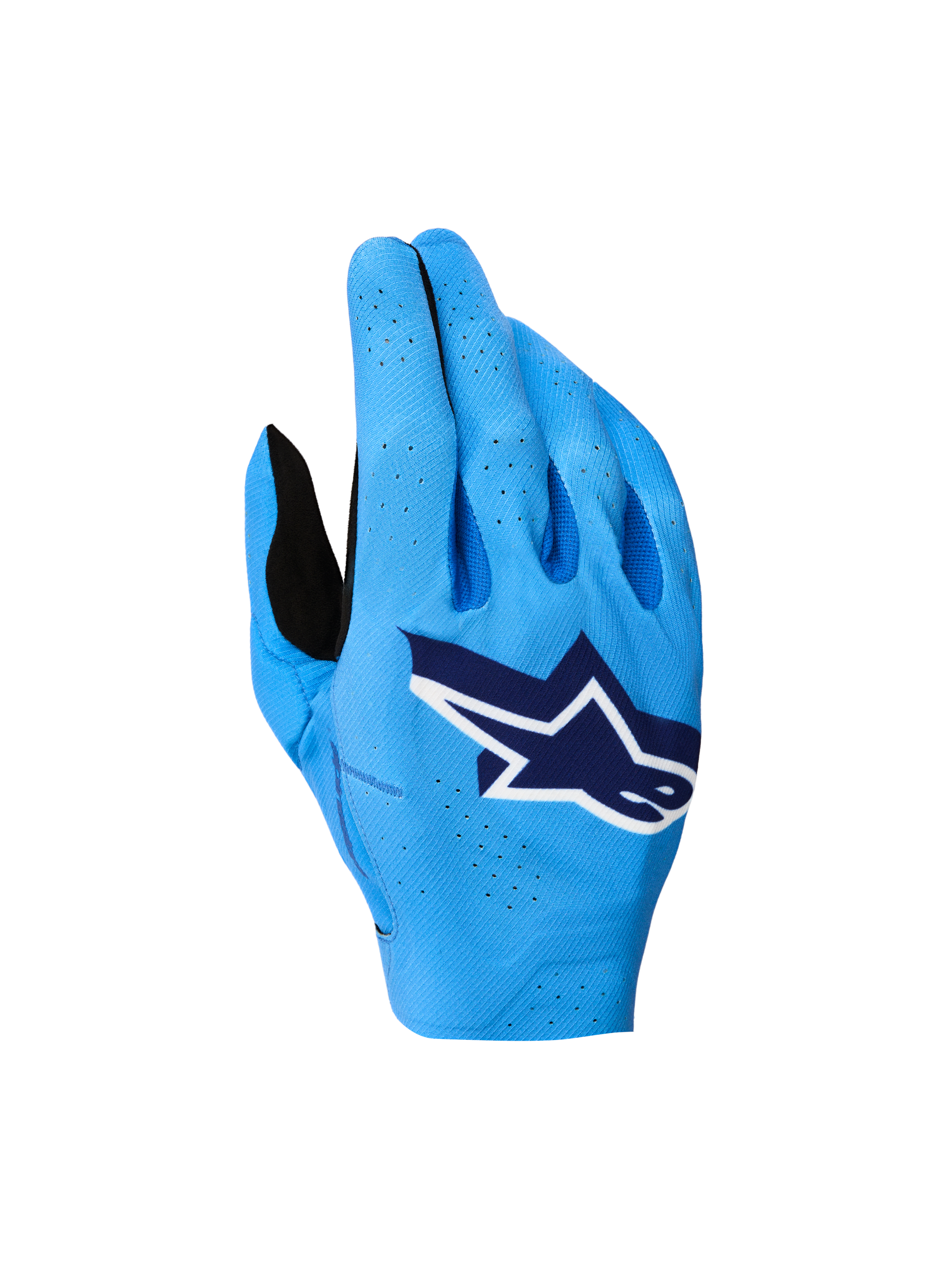 Alpinestars Guanti Supertech MX 2027, guanti da motocross racing blu con dorso elasticizzato traspirante e logo bianco.
