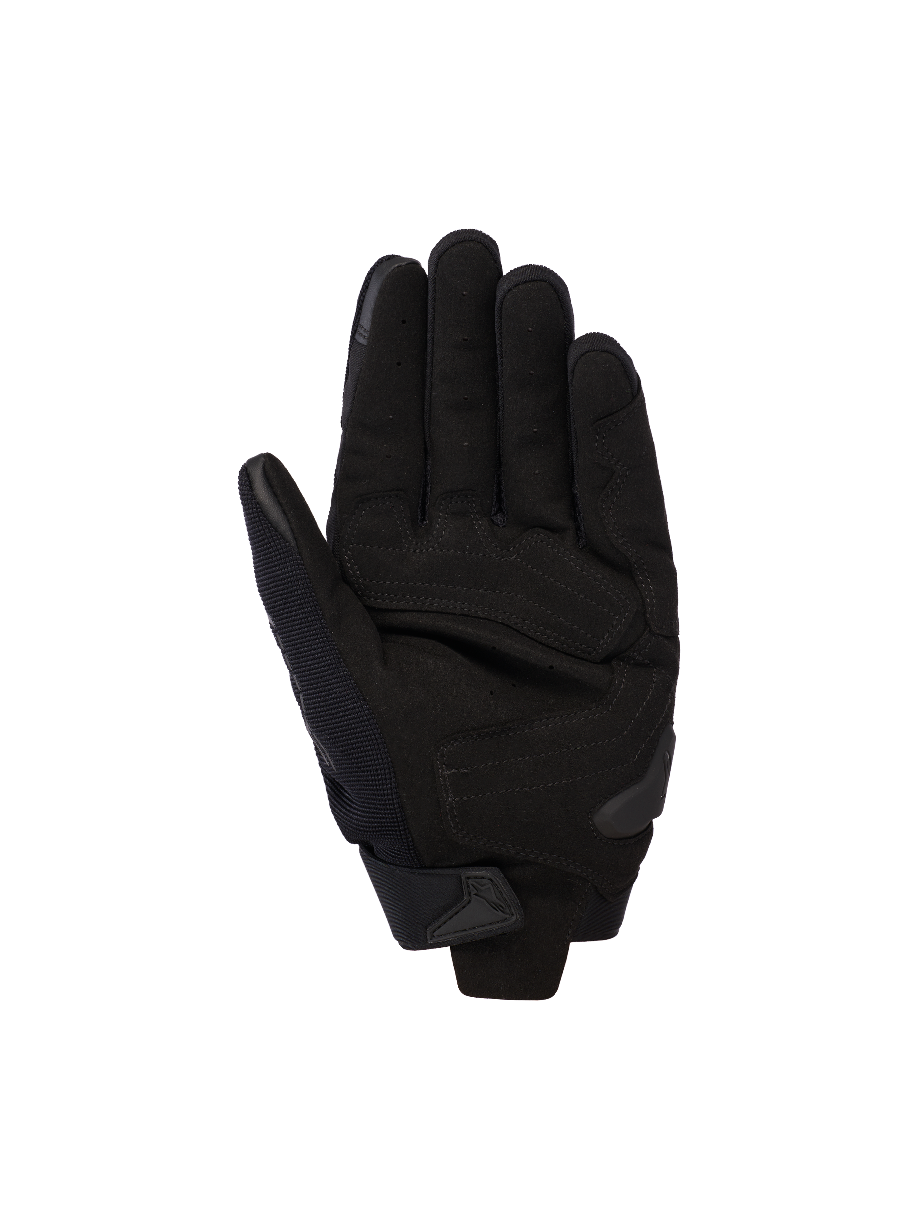 Alpinestars SP X 5 Air Gloves, nero, vista del palmo con pelle traforata per il flusso d'aria, rinforzi sul palmo e slider in TPR, progettati per la guida sportiva e stradale