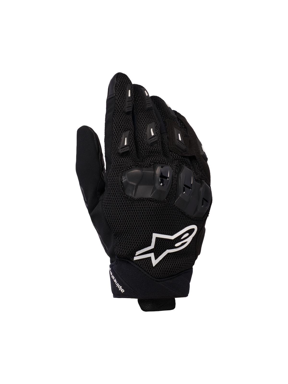 Alpinestars SP X 5 Air Gloves, guanti da moto racing, nero con logo bianco, con struttura in mesh 3D, protezione nocche in TPU e slider sulle dita