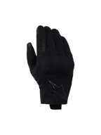 Guanti Alpinestars Reef V2, neri, guanti da moto a polsino corto in tessuto elasticizzato testurizzato, design ergonomico con logo sull'indice e stemma a stella sul dorso della mano