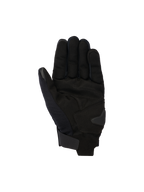 Guanti Alpinestars Reef V2, guanti da moto urban neri, vista del palmo con costruzione in camoscio sintetico e imbottitura rinforzata, polsino corto con chiusura a strappo, indice e pollice compatibili con touchscreen, design ergonomico per la guida su strada