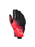 Guanti Alpinestars Reef V2, guanti da moto, nero e rosso fluo, con sfumatura di colore, logo Alpinestars a stella bianco sul dorso e scritta sul dito, stile urban road