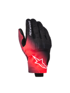 Guanti Alpinestars Reef V2, guanti da moto, nero e rosso fluo, con sfumatura di colore, logo Alpinestars a stella bianco sul dorso e scritta sul dito, stile urban road