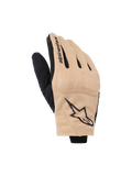 Guanti Alpinestars Reef V2, guanti da moto, color sabbia e nero, design urbano a polsino corto in tessuto elasticizzato ventilato, logo a stella nero sul dorso e scritta Alpinestars sull'indice, moderno abbigliamento da strada