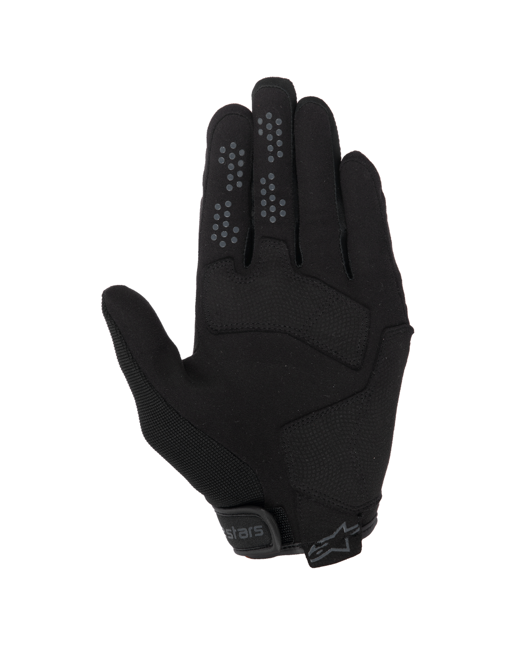 Alpinestars Guanti Chrome V2, guanti da moto urban, Black Asphalt, vista del palmo con costruzione in pelle scamosciata sintetica, puntini grip in silicone su indice e medio e chiusura del polsino regolabile a strappo.