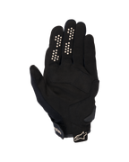 Guanti Alpinestars Chrome V2, guanti da moto urban, nero e mandorla, vista lato palmo con palmo in pelle scamosciata sintetica, punti di presa in silicone su indice e medio e polsino corto con cinturino regolabile e logo.
