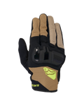 Guanti Alpinestars Chrome V2, guanti da moto a polsino corto, kaki scuro e nero, con protezione rigida per le nocche, pannelli in mesh traspirante e logo Alpinestars giallo fluorescente, abbigliamento per la guida urbana su strada