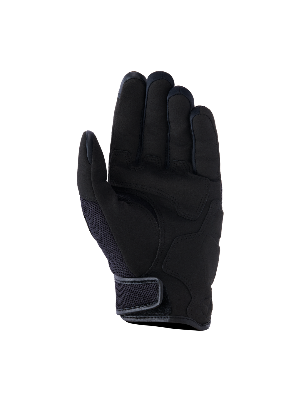 Guanti Alpinestars Ignite, guanti da moto urban, nero, vista lato palmo con rinforzi in pelle scamosciata sintetica, inserti in mesh traspirante e chiusura del polsino corto a strappo