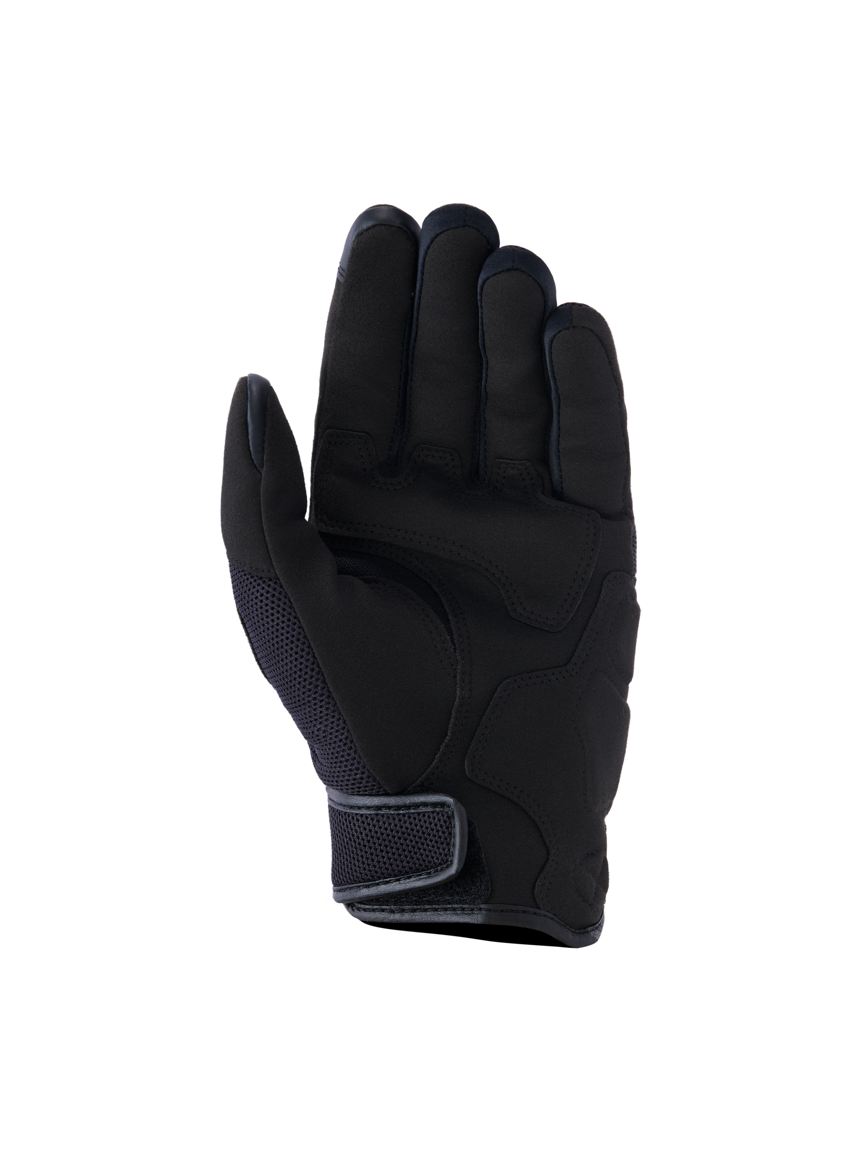 Guanti Alpinestars Ignite, guanti da moto urban, nero, vista lato palmo con rinforzi in pelle scamosciata sintetica, inserti in mesh traspirante e chiusura del polsino corto a strappo