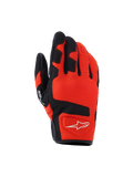 Guanti Alpinestars Ignite, guanti da moto, rosso tangerine e nero, tessuto in mesh traspirante, rinforzi neri su dita e nocche, logo a stella bianco, design a polsino corto