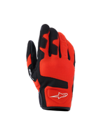 Guanti Alpinestars Ignite, guanti da moto, rosso tangerine e nero, tessuto in mesh traspirante, rinforzi neri su dita e nocche, logo a stella bianco, design a polsino corto