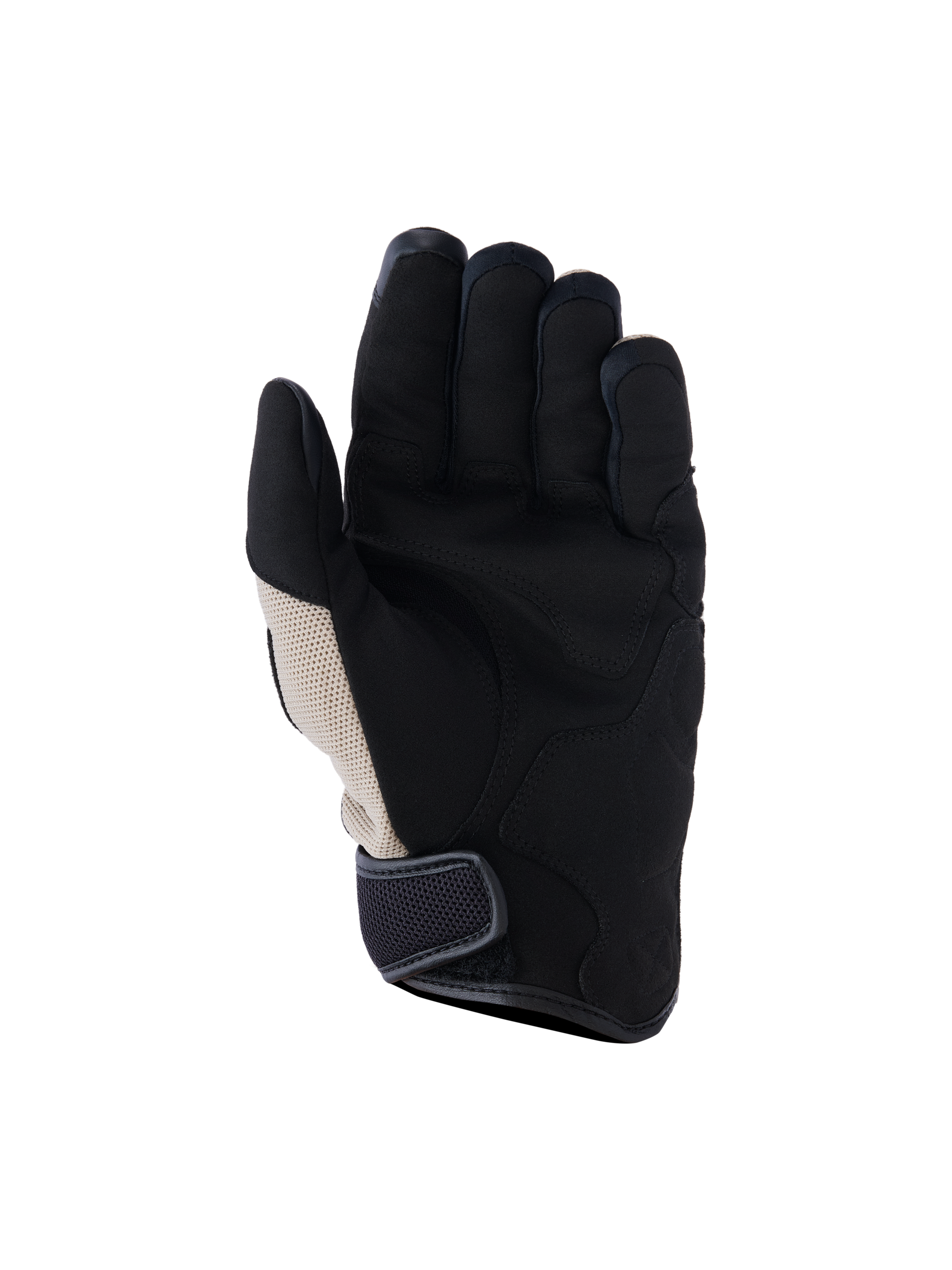 Guanti Alpinestars Ignite, Aluminum Black, vista del palmo di guanti da moto urbani con palmo in pelle scamosciata sintetica rinforzata, inserti in rete traspirante e cinturino a strappo sul polsino