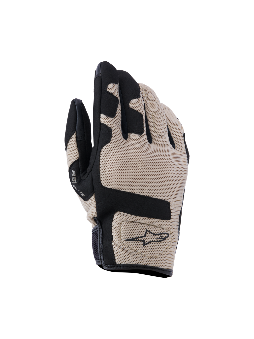 Alpinestars Ignite Gloves, guanti da moto, beige e nero, dorso in mesh testurizzato con inserti neri, design a polsino corto con logo Alpinestars, abbigliamento protettivo leggero e traspirante per la guida urbana
