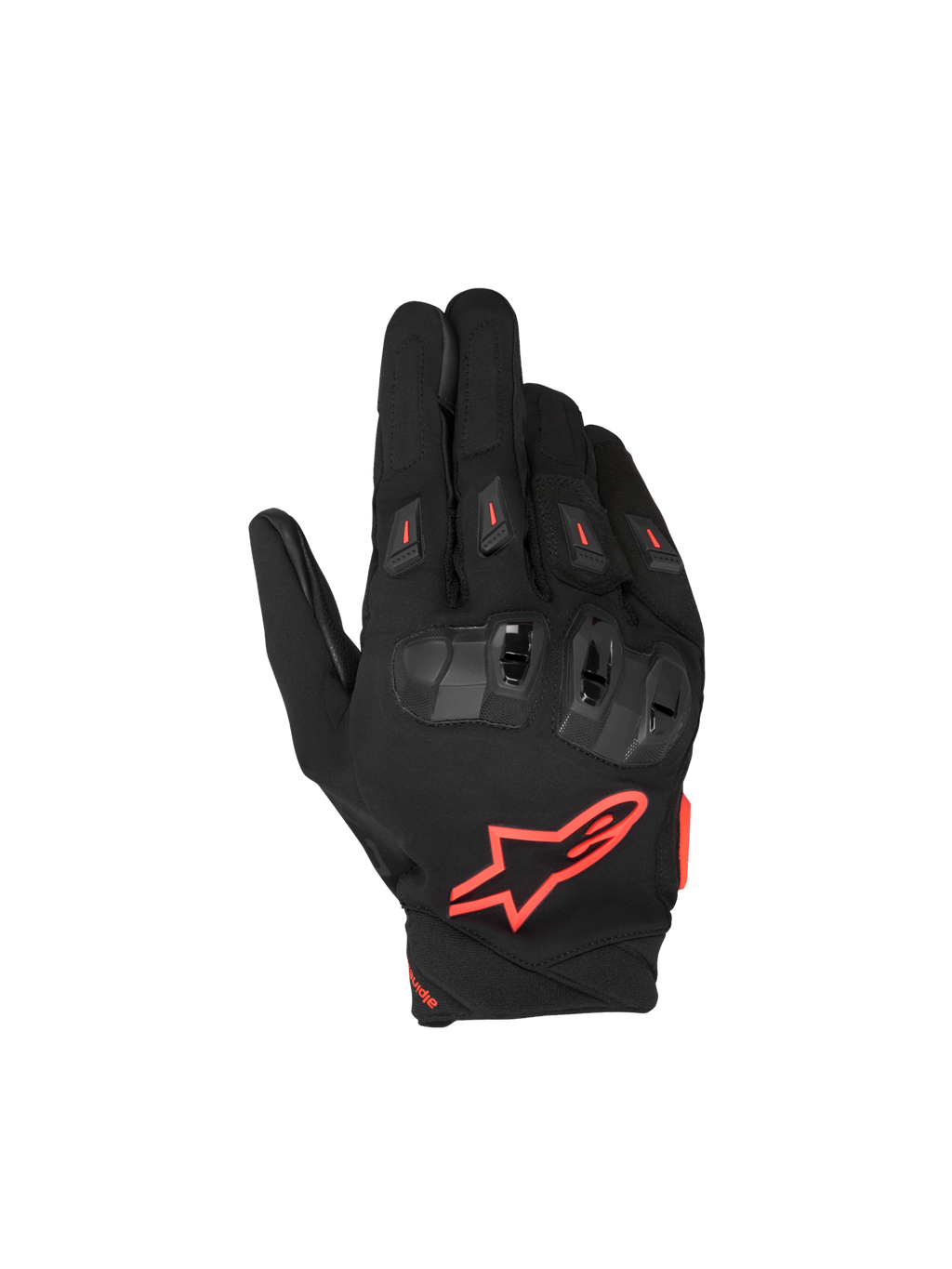 Alpinestars Guanti SP X 3, guanti da moto racing da uomo, neri e rossi fluo, protezione nocche TPU, certificati CE