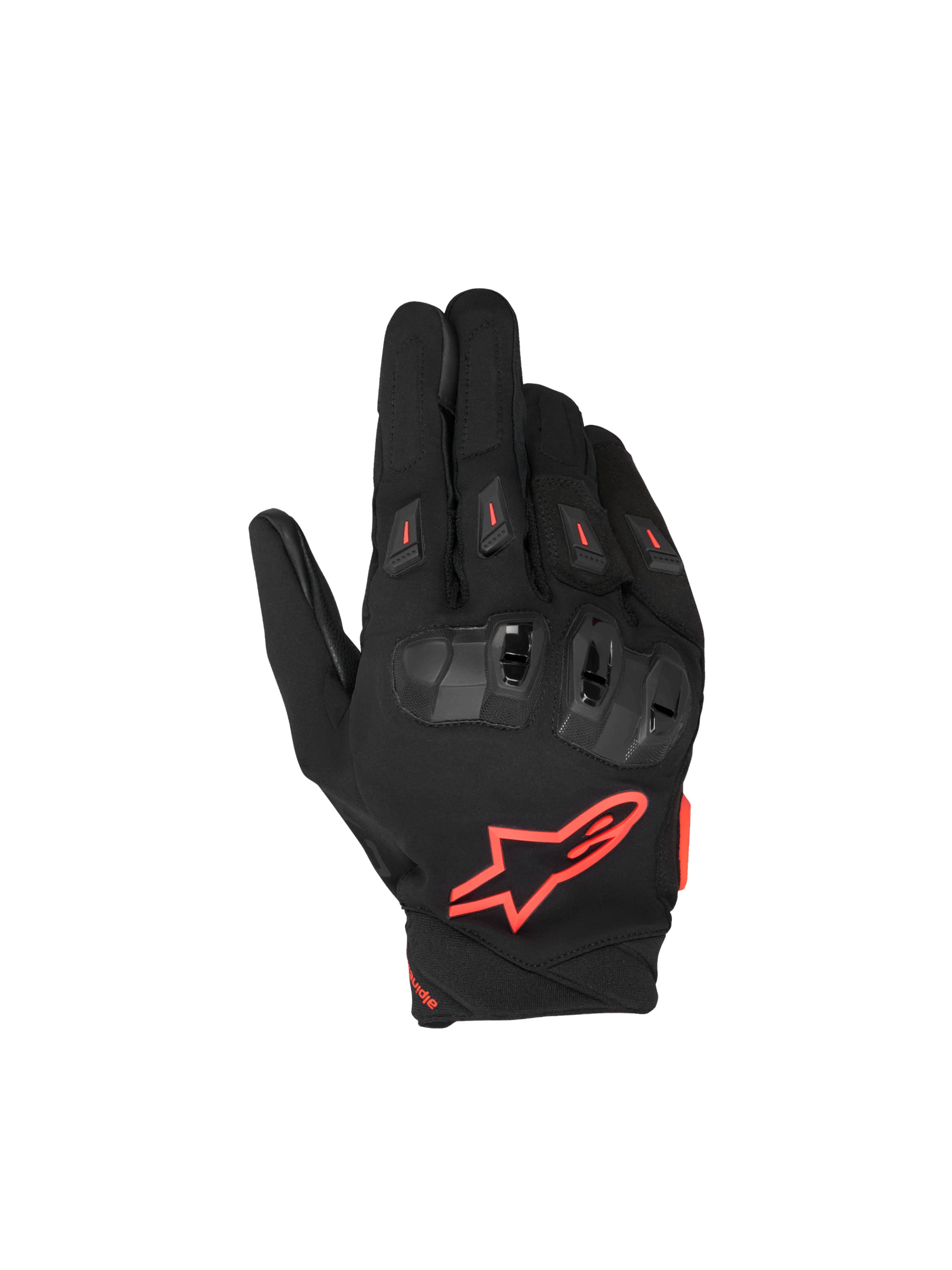 Alpinestars Guanti SP X 3, guanti da moto racing da uomo, neri e rossi fluo, protezione nocche TPU, certificati CE