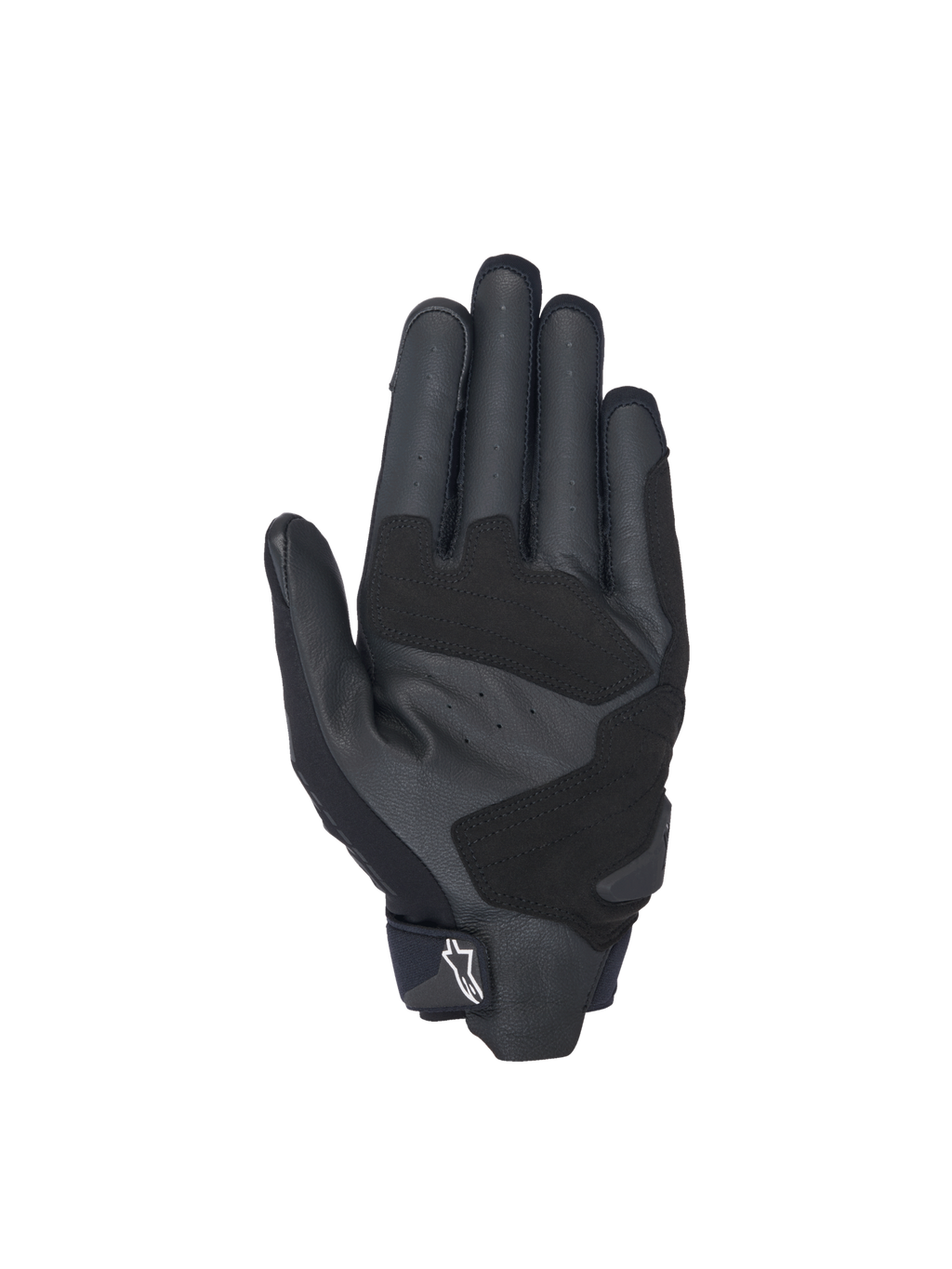 Alpinestars guanti SP X 3, guanti da moto racing da uomo neri, vista del palmo in pelle traforata con rinforzi sintetici.