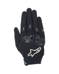 Guanti Alpinestars SP X 3, guanti da moto a polsino corto neri e bianchi, vista dall'alto con protezione nocche in TPU a doppia densità, grande logo a stella bianco e protezioni per le dita, per guida sportiva e stradale