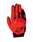 Guanti Alpinestars 2025 SP X 3, guanti da moto racing, rosso vivace e nero, con protezione per le nocche in TPU a doppia densità e slider sulle dita, vista dall'alto che mostra la struttura in mesh elasticizzato e il logo a stella nero