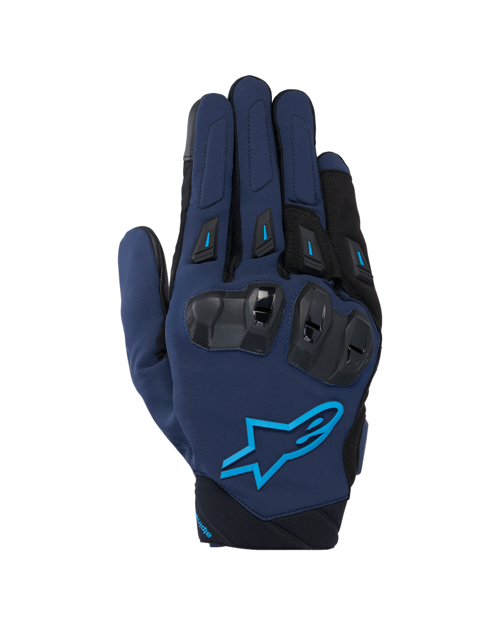 Alpinestars SP X 3 Gloves, guanti da moto racing, blu scuro e nero con accenti blu chiaro, protezione nocche in TPU a doppia densità e logo a stella Alpinestars, costruzione in tessuto e mesh per guida sportiva