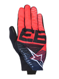 Alpinestars MM93 Reef V2 Gloves, guanti da moto, rosso e nero con accenti blu navy, grafica nera 93 in evidenza, logo a stella Alpinestars bianco con strisce, design sportivo contemporaneo in tessuto elasticizzato traspirante