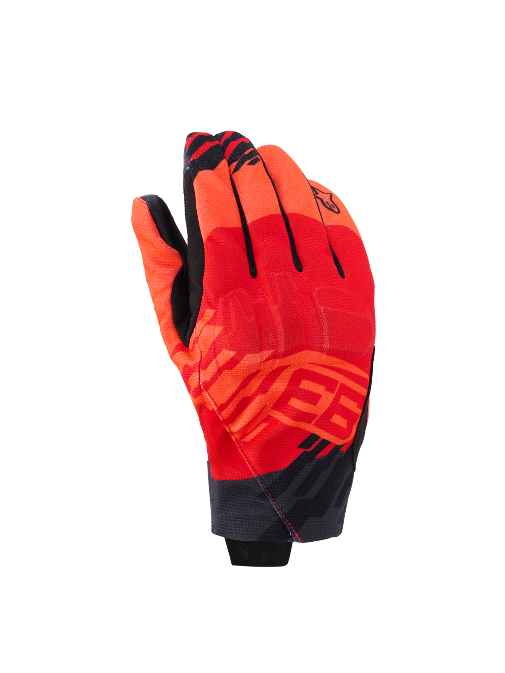 Guanti Alpinestars MM93 Reef V2, guanti da moto a polsino corto, rosso fluo e rosso acceso con accenti neri, con grafiche Marc Marquez MM93 e protezione integrata per le nocche, design urbano moderno