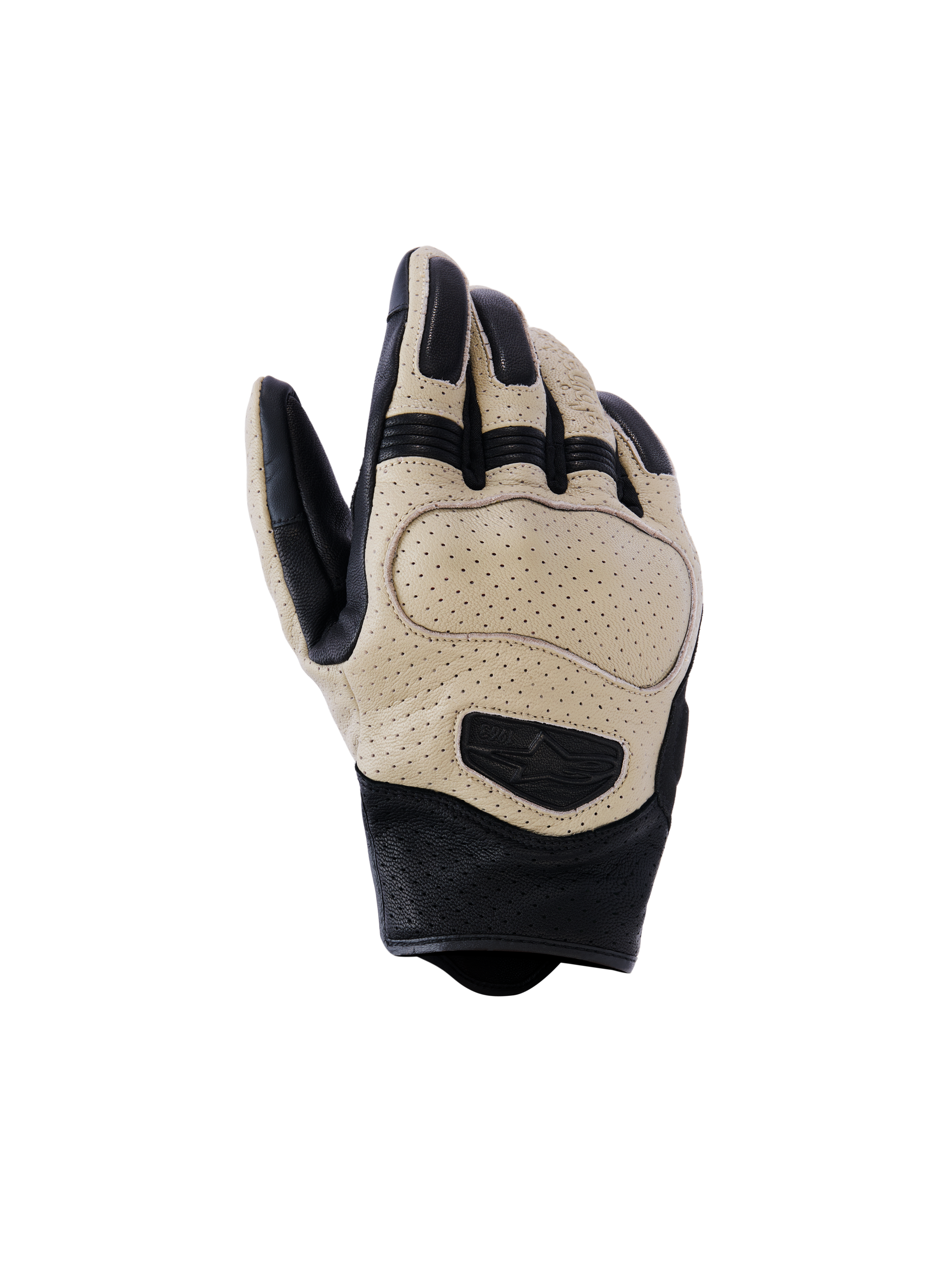 Alpinestars Mustang V3 Leather Gloves, guanti da moto, marrone e nero, con pelle di capra traforata per la ventilazione, design urban a polsino corto con imbottitura protettiva sulle nocche e logo in rilievo