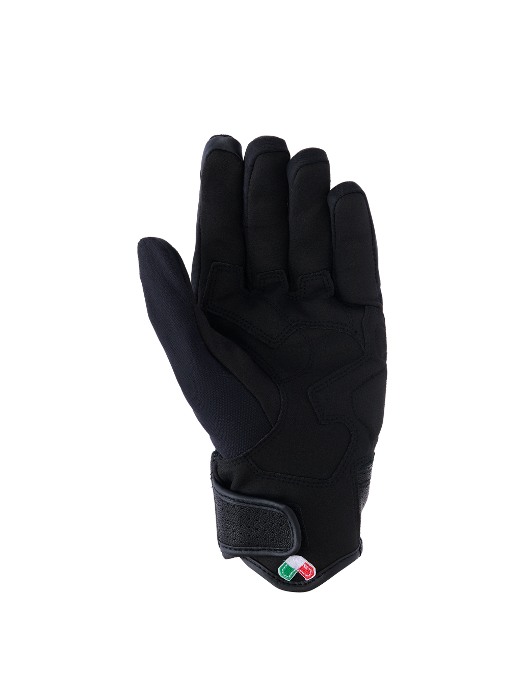 Guanti Alpinestars Tracker, guanti da moto, nero, vista del palmo con pelle scamosciata sintetica e imbottitura rinforzata, polsino corto con chiusura a strappo, abbigliamento urban