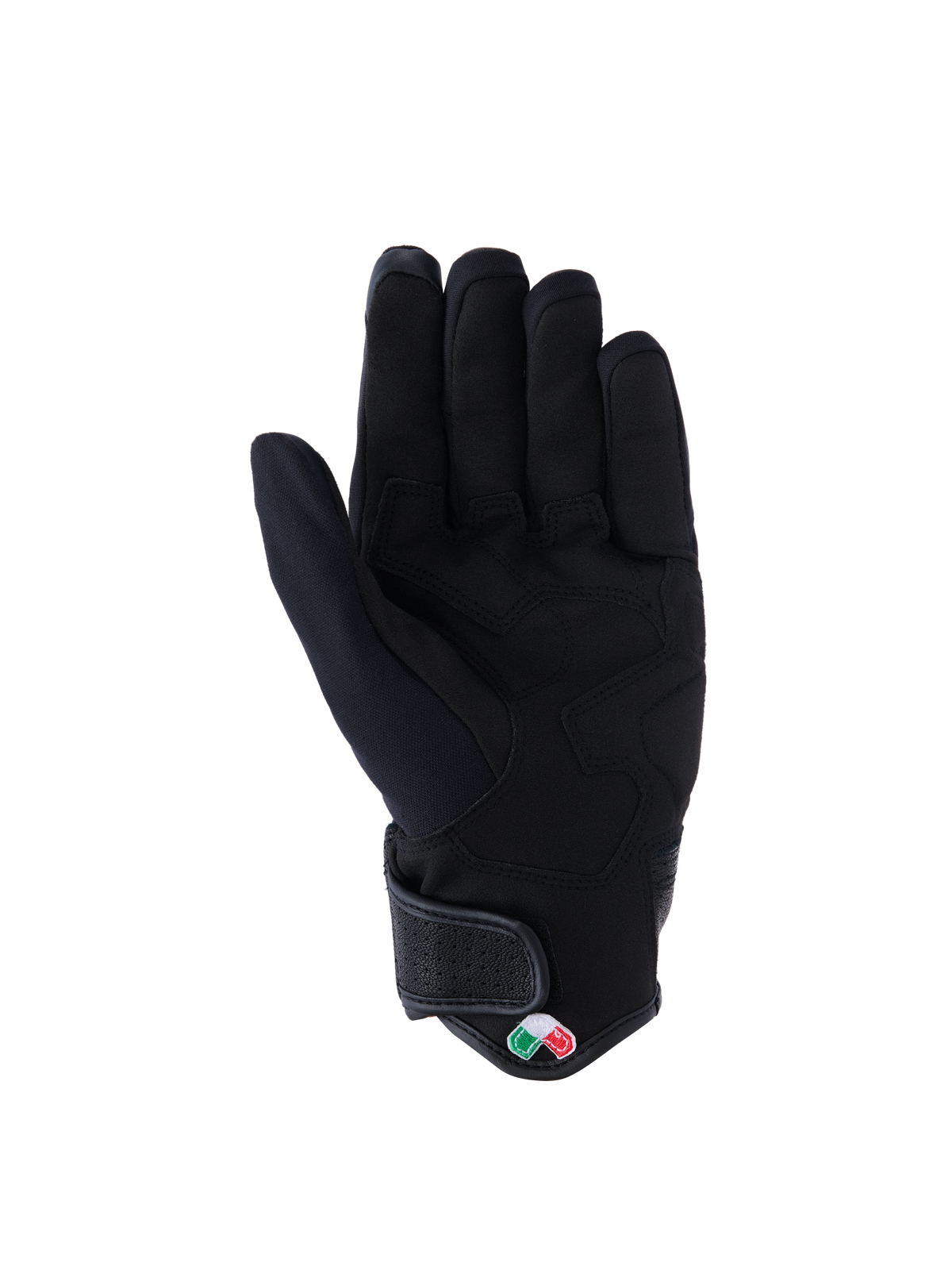 Guanti Alpinestars Tracker, guanti da moto, nero, vista del palmo con pelle scamosciata sintetica e imbottitura rinforzata, polsino corto con chiusura a strappo, abbigliamento urban