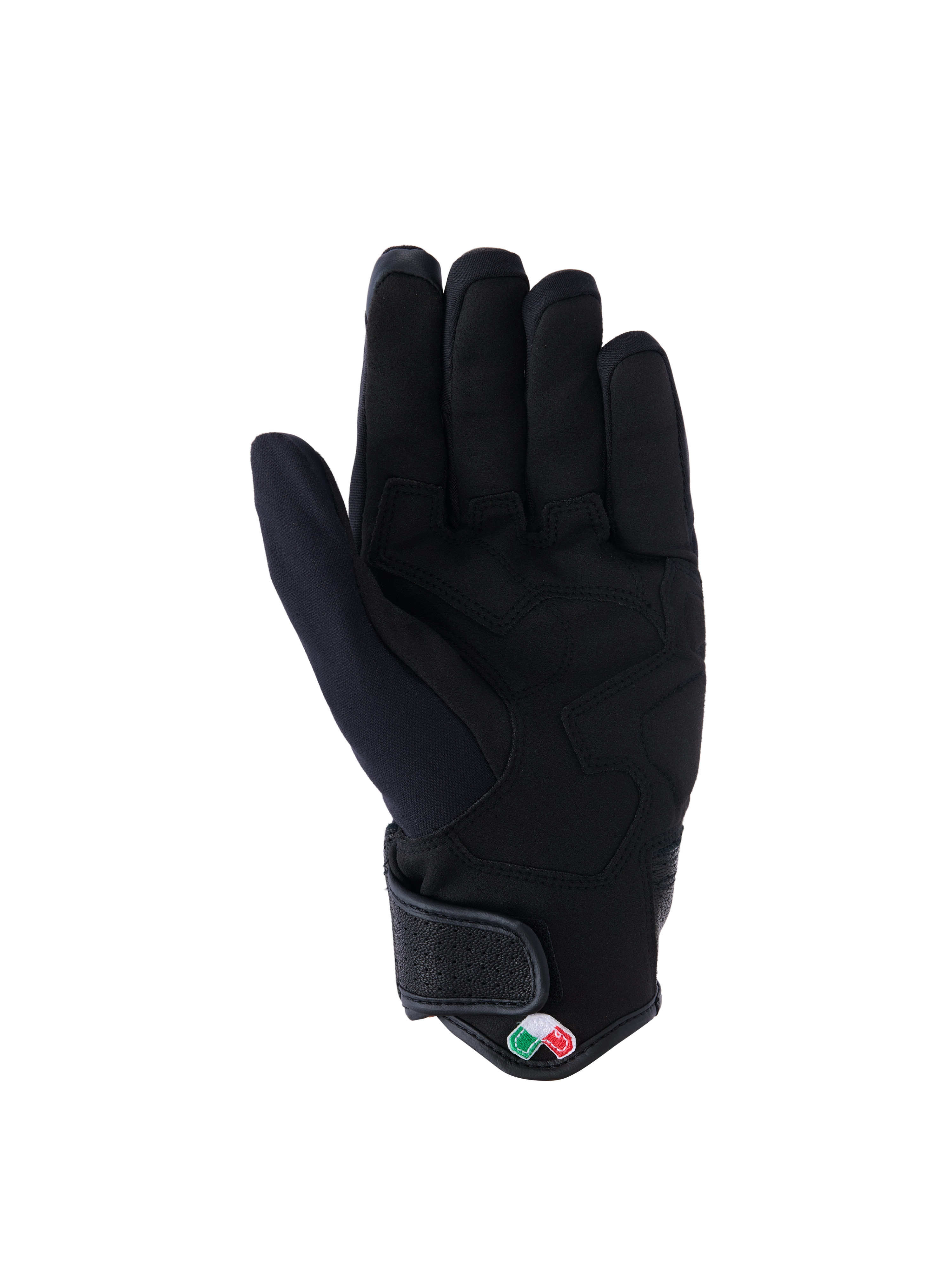 Guanti Alpinestars Tracker, guanti da moto, nero, vista del palmo con pelle scamosciata sintetica e imbottitura rinforzata, polsino corto con chiusura a strappo, abbigliamento urban