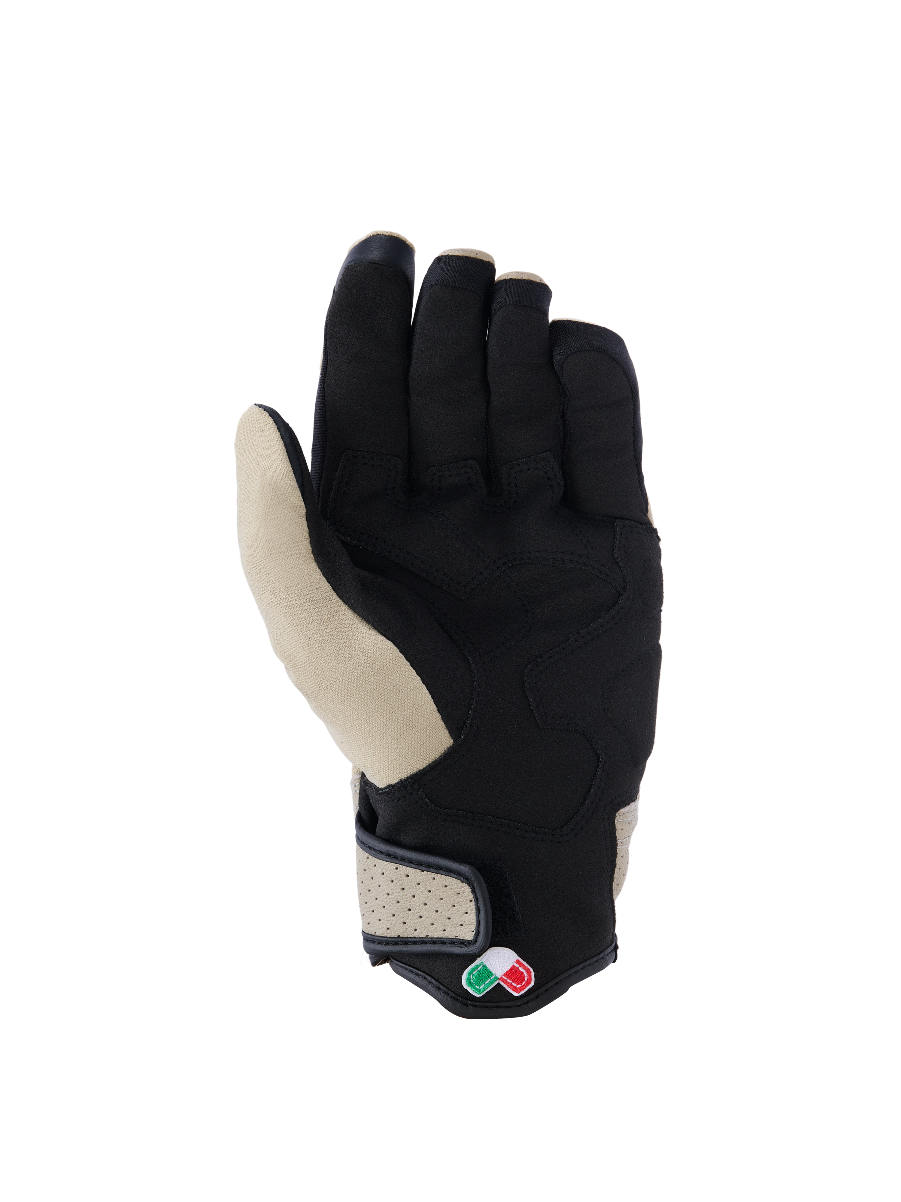 Guanti Alpinestars Tracker, guanti da moto urban, alluminio e nero, vista del palmo con costruzione in pelle scamosciata sintetica e rinforzi imbottiti, polsino in pelle traforata e design a polsino corto.