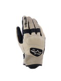 Alpinestars Tracker Gloves, guanti da moto, beige e neri, con pelle traforata, inserti elastici a fisarmonica neri e patch con logo heritage 1963, stile workwear urbano