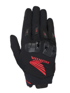 Guanto Alpinestars Honda SP X 3, guanto da moto sportivo, nero con vistoso logo Honda rosso, protezioni nocche in TPU nero, slider dita rossi, costruzione in tessuto tecnico e pelle