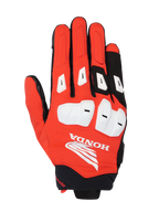 Alpinestars Honda SP X 3 Gloves, guanti sportivi da moto, rosso acceso, nero e bianco, dotati di protezioni nocche e slider dita in TPU bianco, grande logo Honda Wing bianco sul dorso, design multi-materiale traspirante per la guida stradale estiva