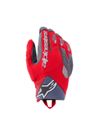 Guanti Alpinestars Durack, guanti da moto, rosso acceso e grigio medio, con protezione delle nocche divisa e accenti in TPR grigio, marchio Alpinestars bianco sul dorso, polsino in neoprene con logo a stella e design adventure