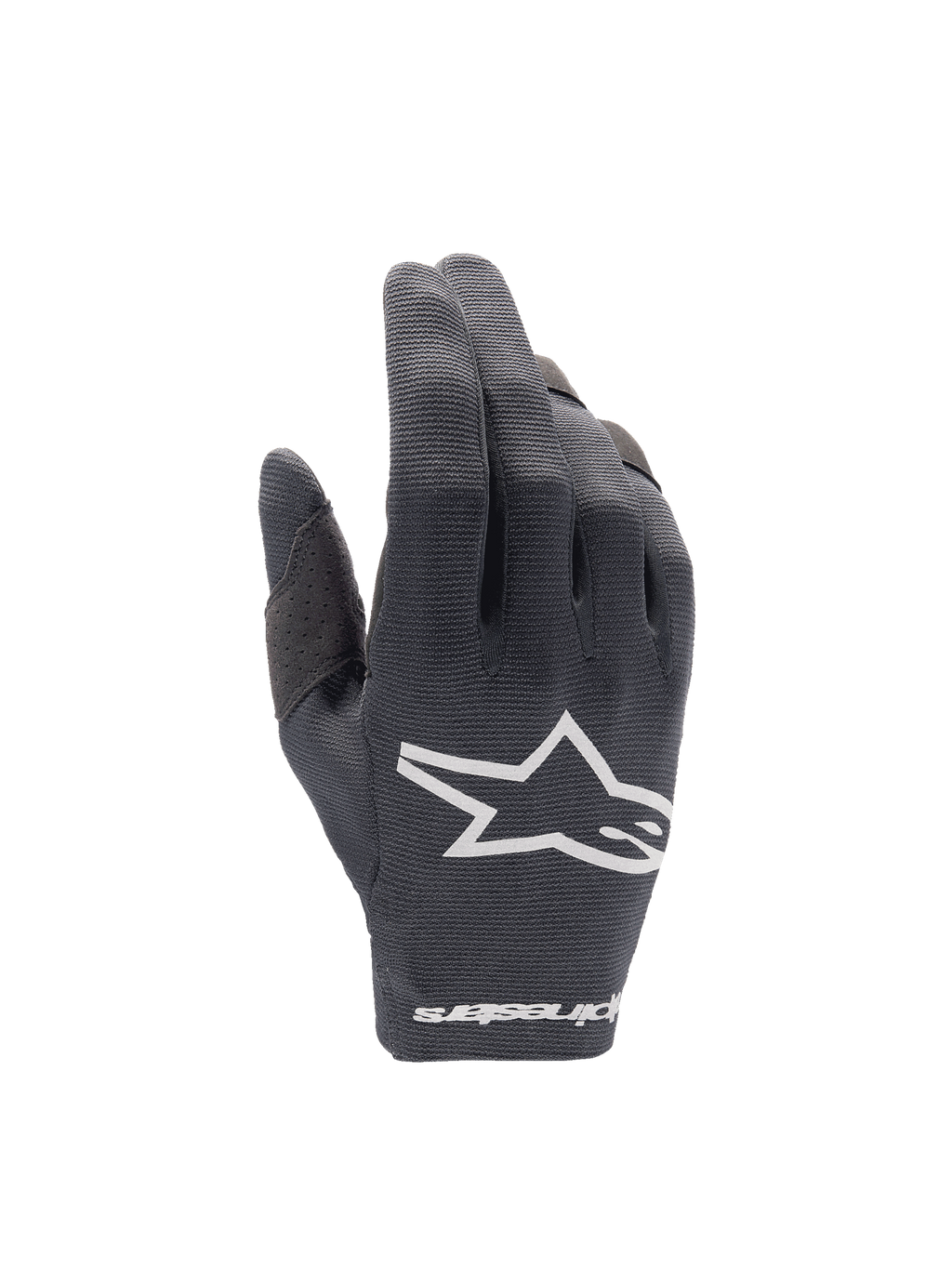 Alpinestars Guanti Radar 2025, guanti da motocross da uomo, neri e bianchi, dorso in tessuto elasticizzato con logo Astars, ideali per guida fuoristrada