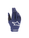 Alpinestars guanti Radar 2025, guanti da motocross da uomo, blu notte e bianchi, in tessuto elasticizzato con logo a stella.