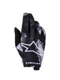 Alpinestars 2026 Radar Gloves, guanti da motocross, Iron Camo nero e bianco, con un grande logo a stella bianco, motivo mimetico sublimato, tessuto elasticizzato leggero per corse fuoristrada