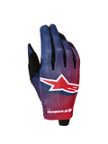 Alpinestars Guanti Radar 2027, guanti da motocross per uomo, gradiente blu intenso e rosso fuoco con grande logo a stella.