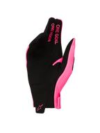 Alpinestars Guanti Radar 2027, guanti da motocross da uomo rosa fluo e neri, palmo in pelle scamosciata sintetica con slogan 'ONE GOAL ONE VISION' sulle dita e logo sul polso, ideali per performance off-road.