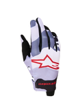 Alpinestars Guanti Radar 2027, guanti da motocross da uomo, grigio e rosso, tessuto monostrato con grafica a stella.