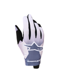 Alpinestars Guanti Radar 2027, guanti da motocross leggeri grigio cenere e lilla chiaro con logo a stella bianco.