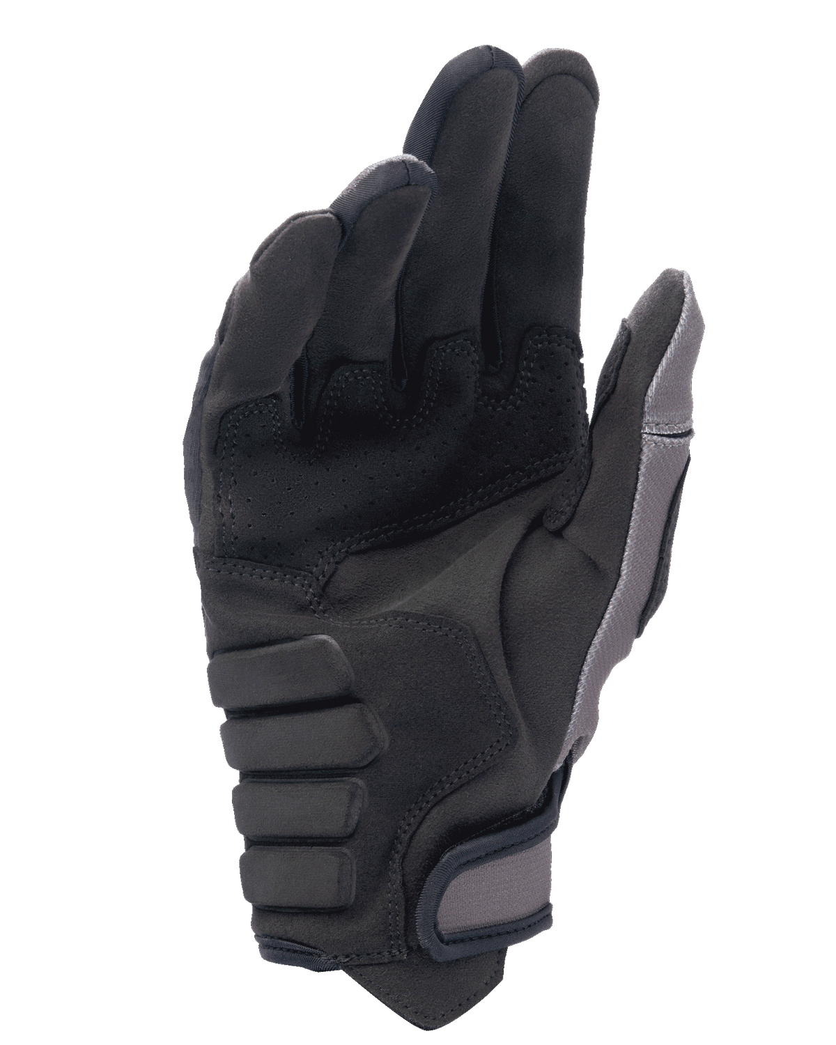 Guanti Alpinestars Techdura, guanti da motocross ed enduro, Falcon Brown, vista del palmo con costruzione in scamosciato sintetico, imbottitura rinforzata per il grip e chiusura del polsino regolabile a strappo