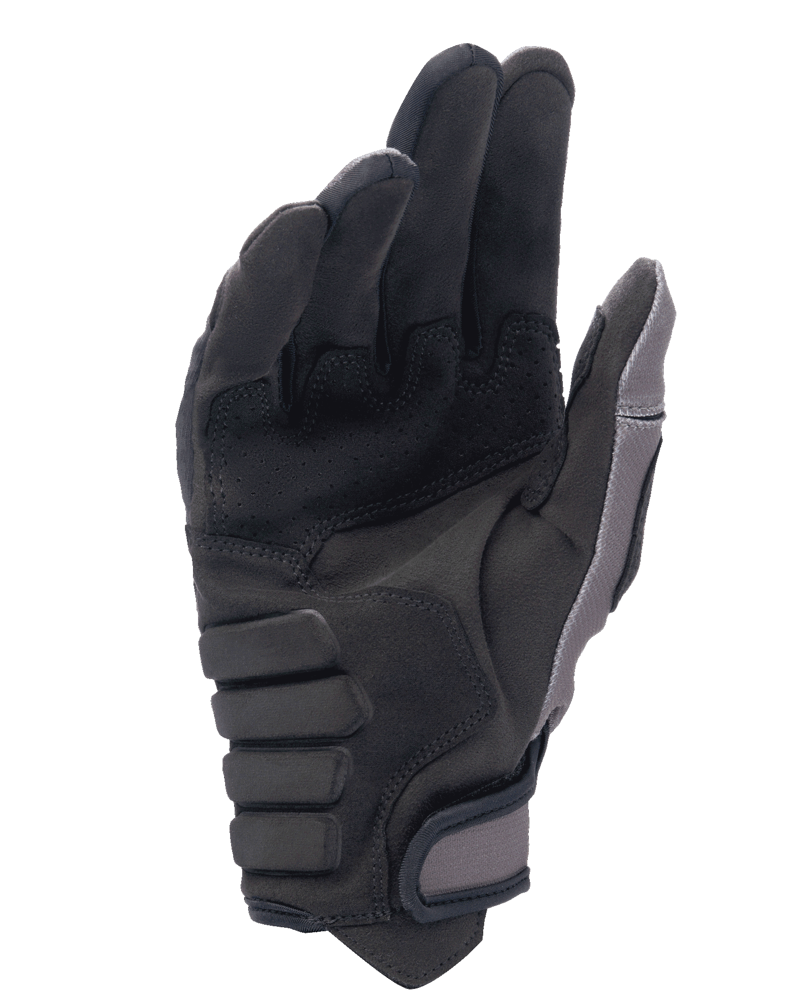 Guanti Alpinestars Techdura, guanti da motocross ed enduro, Falcon Brown, vista del palmo con costruzione in scamosciato sintetico, imbottitura rinforzata per il grip e chiusura del polsino regolabile a strappo